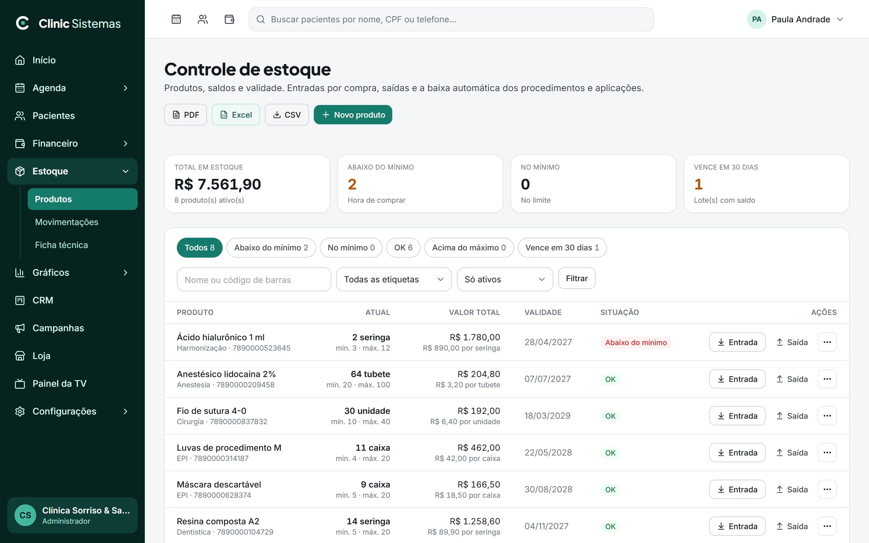 Controle de estoque