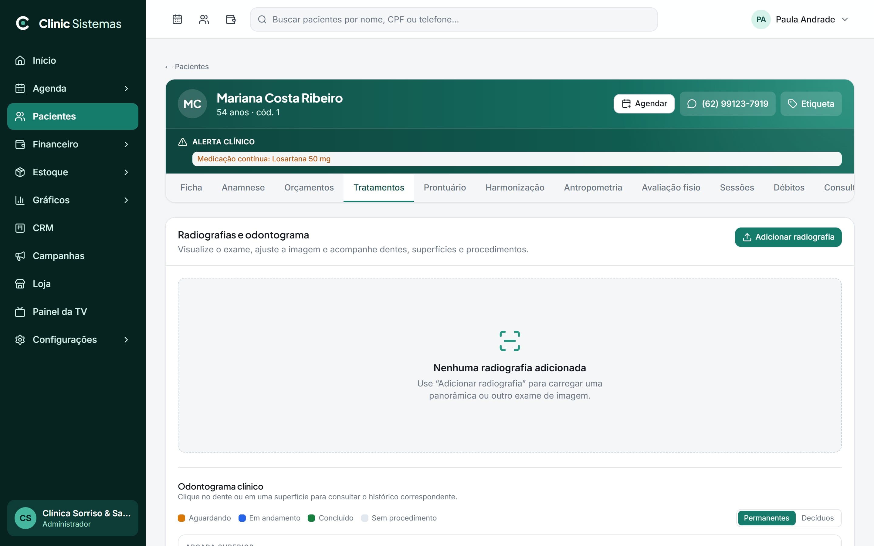 Odontograma do paciente